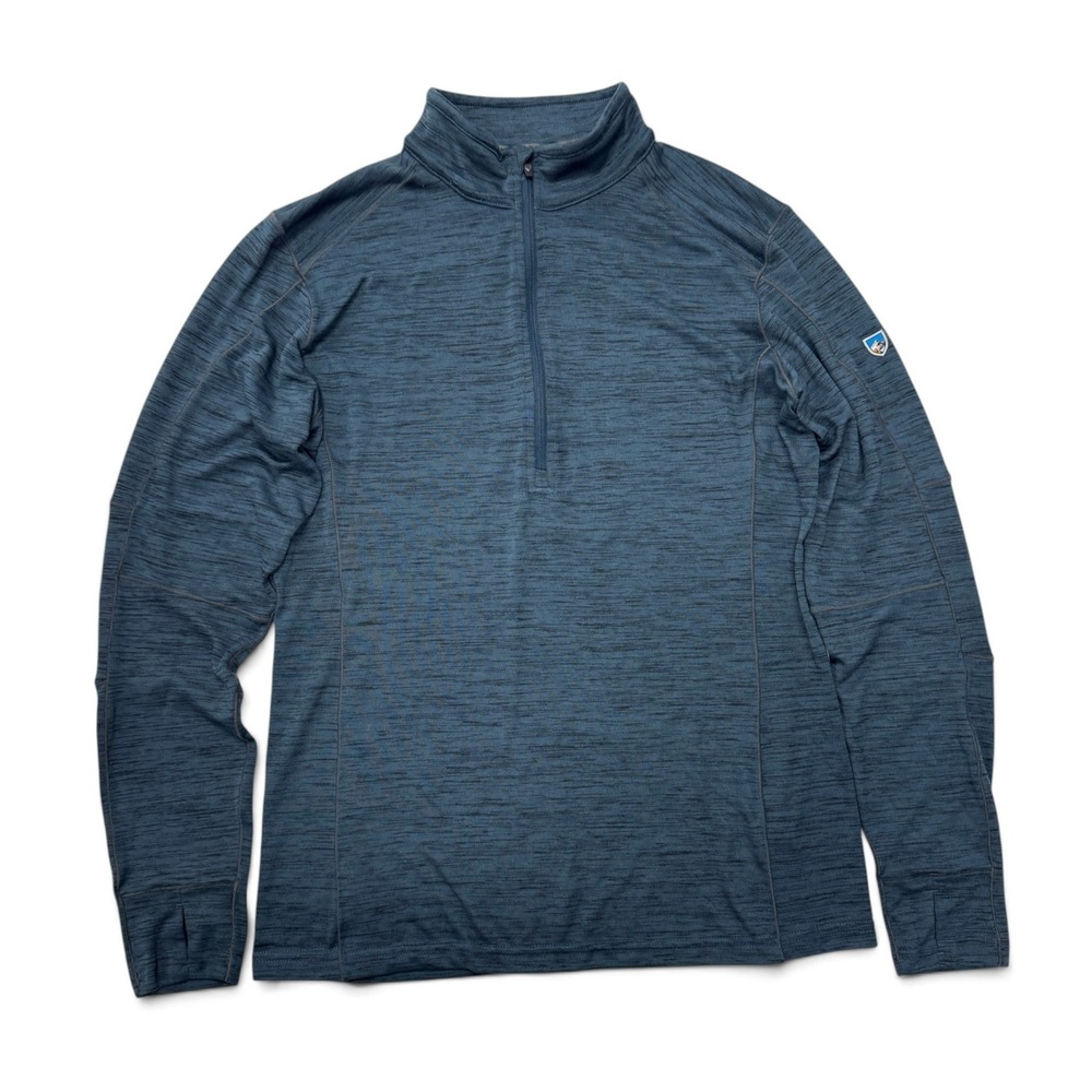 Kuhl Alloy 1/4 Zip Pullover‎ Mens Medium Blue Space Dye Thumbhole 3118